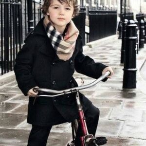 Burberry Kids Check Double Layer Cashmere Snood With Snap Button Closure